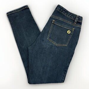 Michael Kors Womens Skinny Jeans Size 8 Blue Mid Rise Stretch Logo 5-Pockets EUC